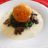 Kürbisknödel auf Spinat und Gorgonzolasauce