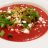 Rote-Beete-Suppe mit Rucola, Feta und Champignons